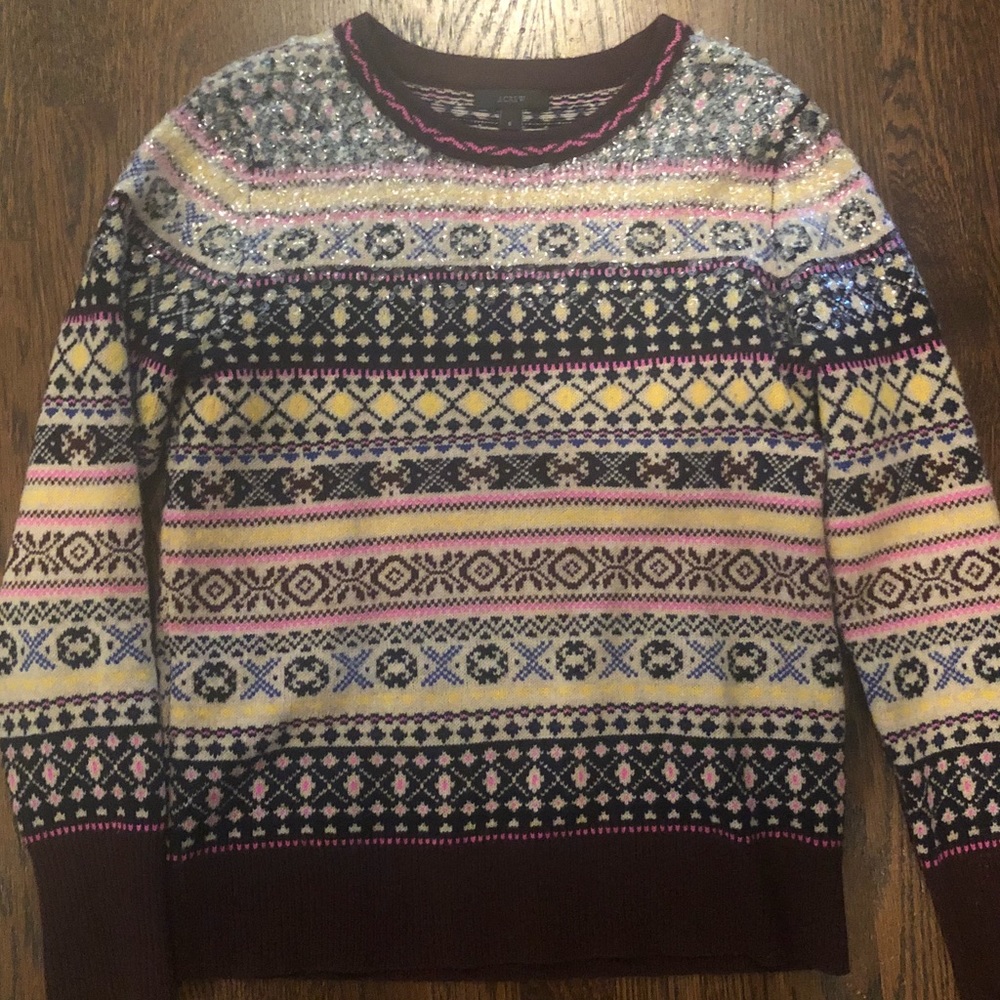 J Crew Wool sweater with sequin detail